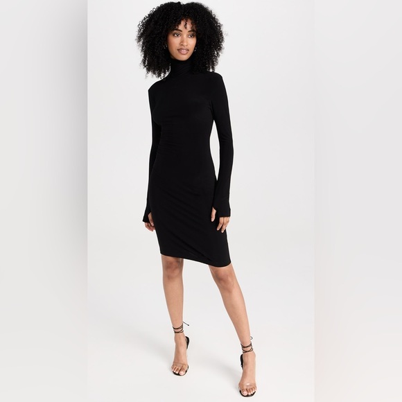 Norma Kamali Slim Fit Turtleneck Thumbhole Long Sleeve Dress - Picture 2 of 15